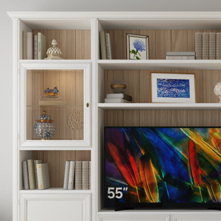 Mobile porta TV su misura con vetrinette illuminate