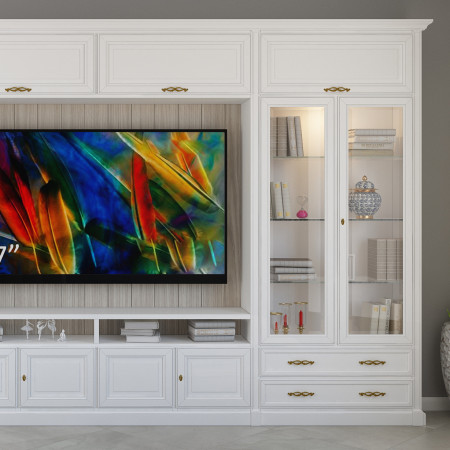 Parete attrezzata porta TV su misura con vetrinette LED