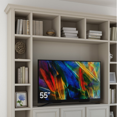 Parete porta TV classica su misura con TV 55 pollici