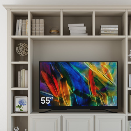 Parete porta TV classica su misura con TV 55 pollici