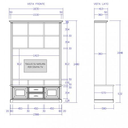 Mobile classico porta TV su misura