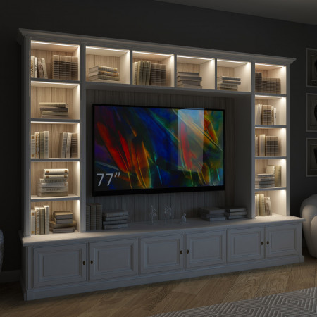 Mobile soggiorno con luci led, legno rovere dogato