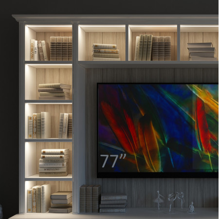Mobile da soggiorno con luci led, TV 77 pollici