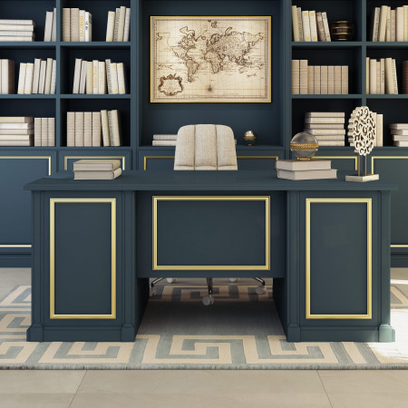Scrivania in legno su misura con libreria abbinata