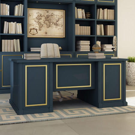 Scrivania in legno su misura con libreria integrata