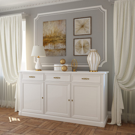 Credenza classica in legno su misura con capitelli