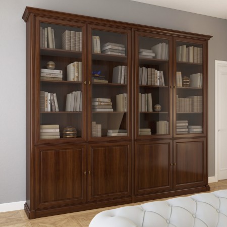 Libreria su misura con ante legno e vetro