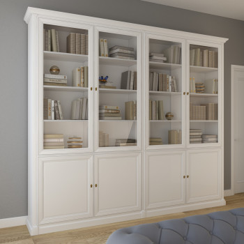 Libreria su misura classica con ante legno e vetro