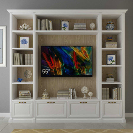 Mobile porta TV su misura con dettagli capitelli