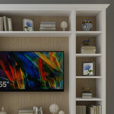 Mobile porta TV su misura, dettaglio schienale in rovere