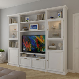Parete porta TV classica su misura con dettagli misure