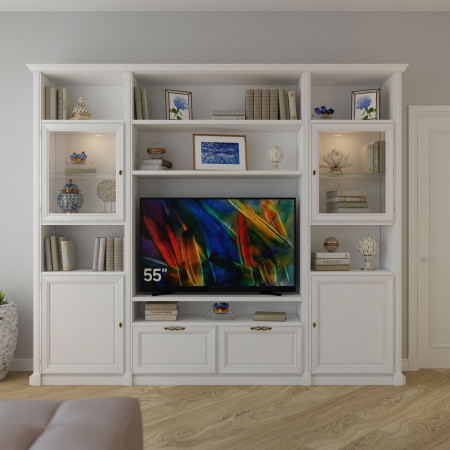 Mobile porta TV in legno su misura con faretti LED