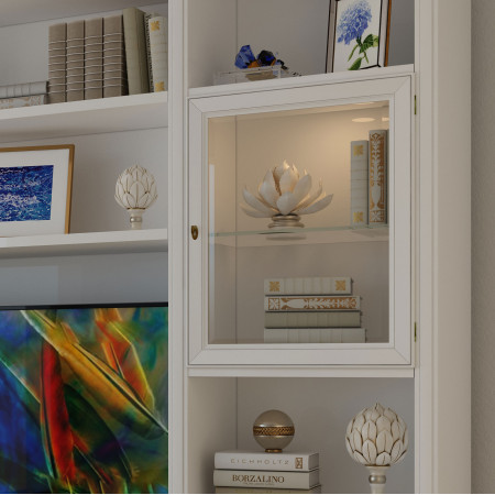 Mobile porta TV in legno su misura con vetrina illuminata