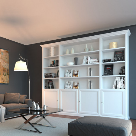Libreria classica personalizzabile laccata bianca