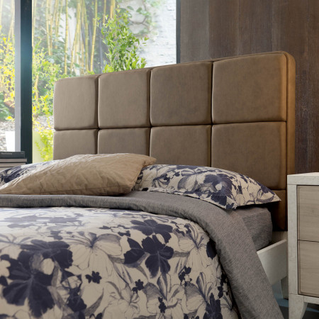Cantiero New Age letto con testata imbottita in ecopelle nocciola