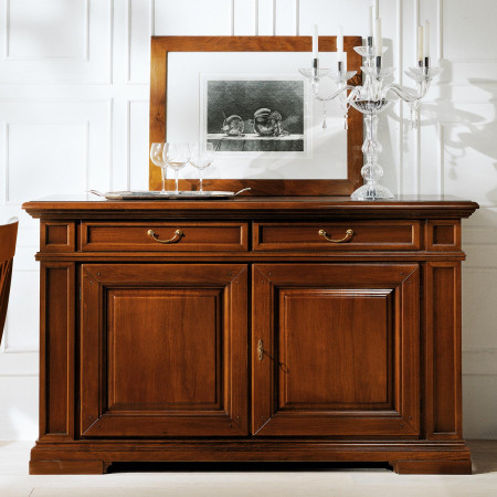 Credenza 2 ante in legno massello con cornici sagomate
