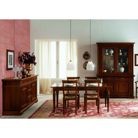 Credenza 2 ante in legno massello con intagli classici