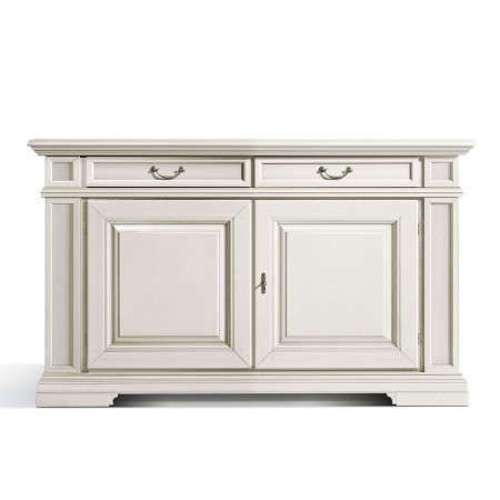Credenza in legno con 2 ante, finitura bianca