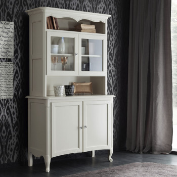 Vetrina da centimetri 140 schiena bianca con intagli