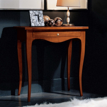 Consolle un cassetto gambe sagomate in legno massello