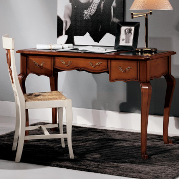 Scrittoio con tre cassetti classico in legno noce