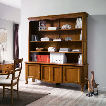 Libreria 4 ante di linea provenzale con dettagli intagliati