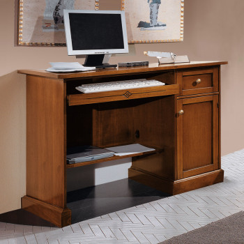 Scrivania porta computer con tiretto estraibile in legno