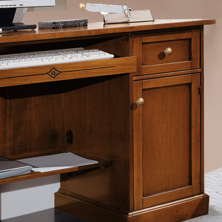 Scrivania porta computer con tiretto estraibile in legno