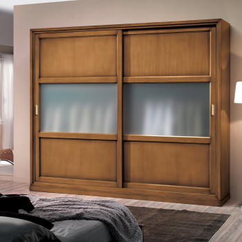 Armadio 295 cm legno e vetro, anta scorrevole