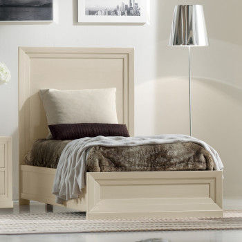 Letto 1 piazza con testata ecopelle e rete contenitore