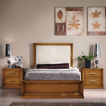 Letto 1 piazza con testata in ecopelle e comodini