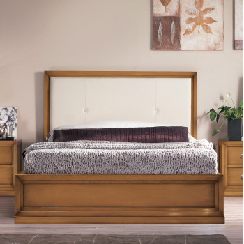 Letto 1 piazza e mezza con testata ecopelle, legno noce