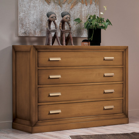 Comò con 4 cassetti contemporaneo in legno noce