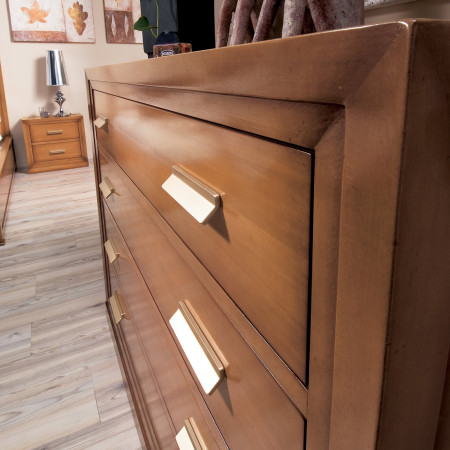 Comò con 4 cassetti contemporaneo in legno di noce