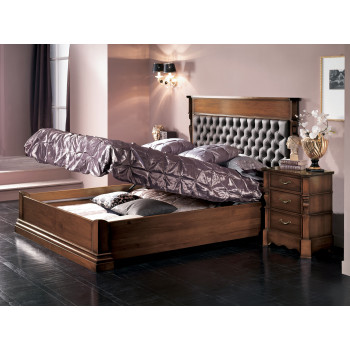 Letto testata ecopelle rete contenitore, dettaglio legno