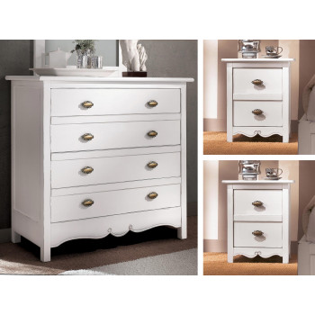 Gruppo comò e comodini stile provenzale con cornici sporgenti