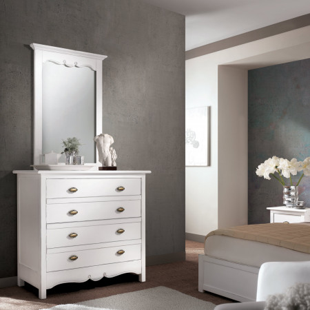 Como' 4 cassetti classico in legno con specchio