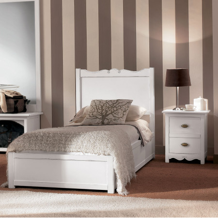 Comodino due cassetti bianco stile provenzale