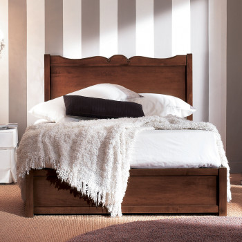 Letto una piazza e mezza classico, dettagli legno noce