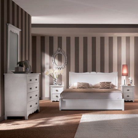 Letto 2 piazze con rete contenitore, stile provenzale