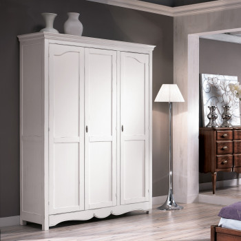 Armadio 3 ante, dettaglio legno massello bianco
