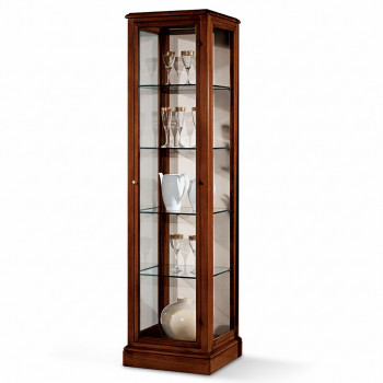 Vetrinetta una anta in legno e vetro con rifiniture classiche