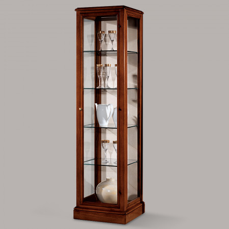 Vetrinetta una anta in legno e vetro con rifiniture classiche