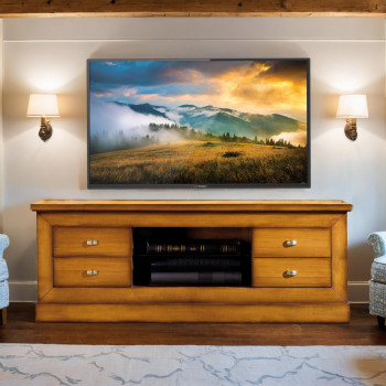 Porta tv in legno massello 4 cassetti vano a giorno