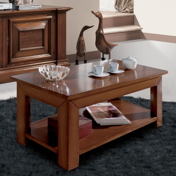 Tavolino rettangolare con pianetto in legno di tiglio