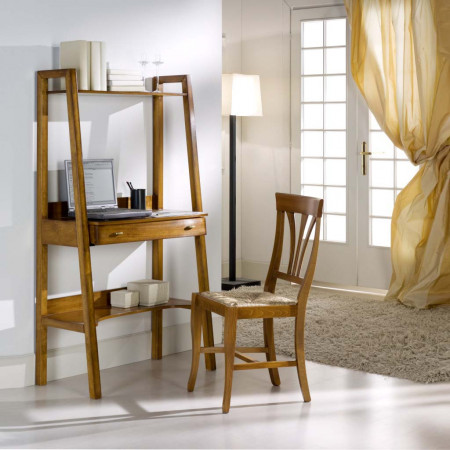 Consolle porta pc in legno con cassetto e pianetto inferiore