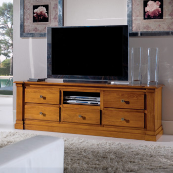 Porta tv con 5 cassetti, dettaglio vano a giorno