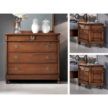 Gruppo notte con ghirlanda, dettaglio intagli legno