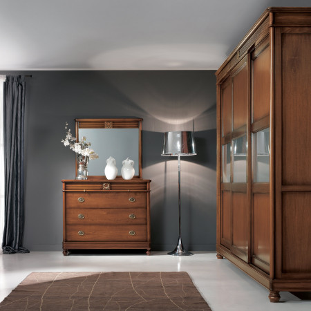 Camera da letto classica armadio con vetro, struttura in legno