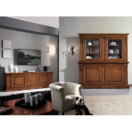 Credenza tradizionale con alzata in legno intagliato